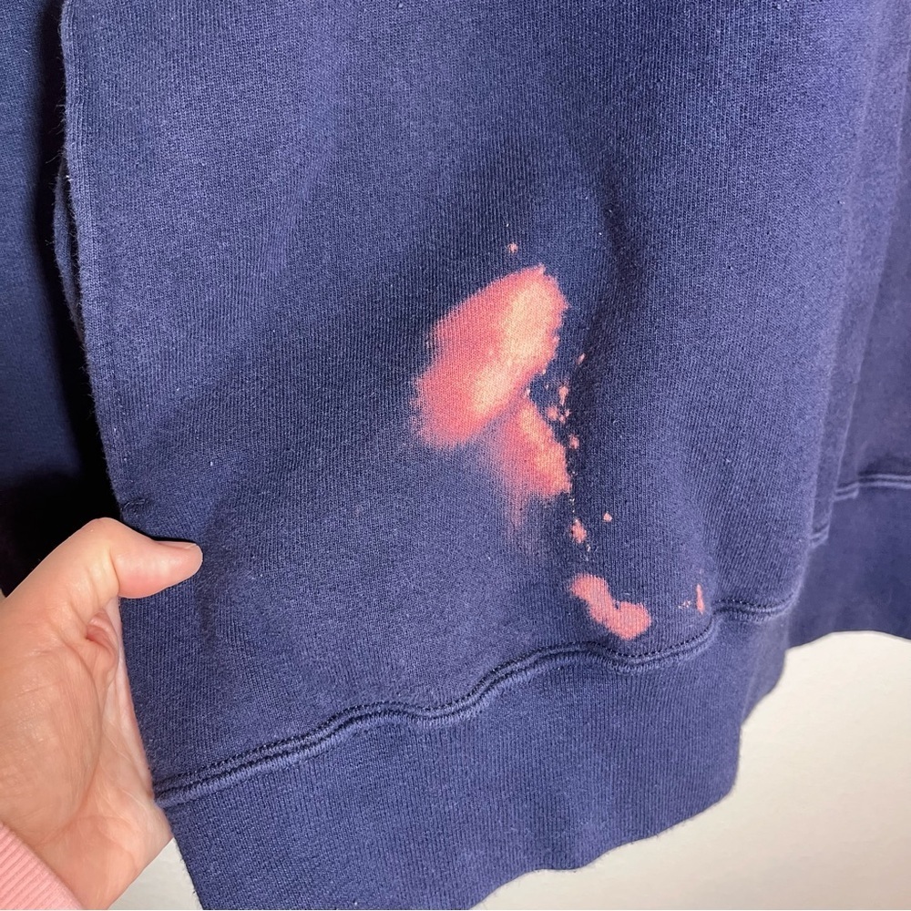 Vintage 90s Jerzees Super Sweats Denali Hoodie Navy Blue Distressed Large - Picture 2 of 13